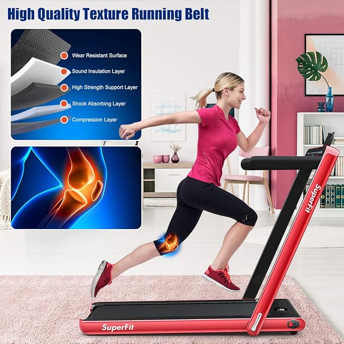 GYMAX Walking Pad, 2.25HP Dual Display Foldable Treadmill for Home with Remote/Smart App Control, Portable Compact Treadmill for Office Under Desk, Folding Running Machine for Small Spaces