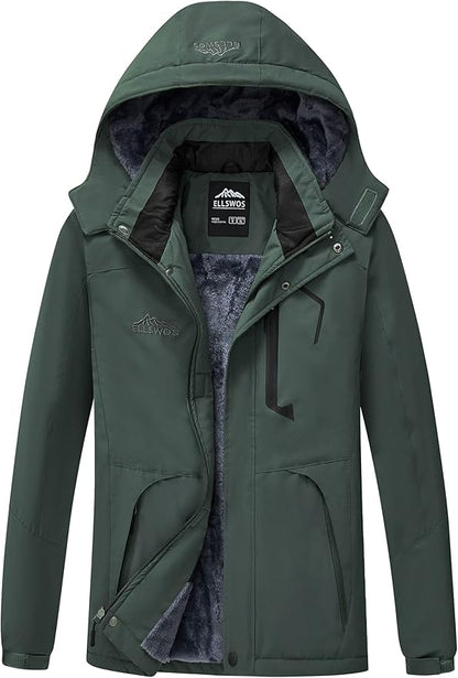 ELLSWOS Men's Waterproof Ski Jacket Winter Snow Coat Warm Hooded Raincoat Windproof Windbreakers