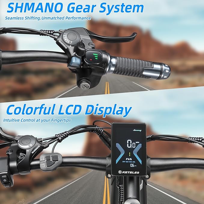 Electric Bike for Adults，26" x 4" Fat Tire Ebike，28MPH 1000W Motor Peak Power 2000W Electric Bicycles，48V 15AH Removable Battery，21 Speed Mountain Snow Beach E Bike