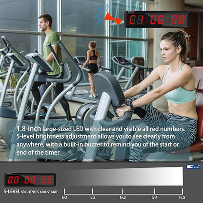 Fitness Timer with Stopwatch Button, Suitable for School/exam/Home Exercise/Gym/Gym SMAHEAT Electronic Fitness Timer (1.8-inch Data PC synchronous Transmission Model)