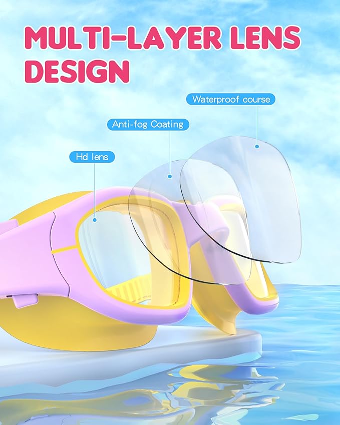 Kids Swim Goggles,Swimming Goggles for Kids 6-14, Anti-Fog UV Protection Pool Glasses for Boys Girls