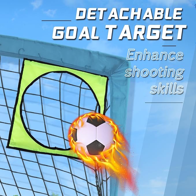 Kids Soccer Goal for Backyard, 6x4 9x5 FT Portable Soccer Nets Pop Up with Ball, Agility Ladder, Cones, Target & Carry Bag for Toddler Youth Outdoor Indoor Training Practice Sports Games Play