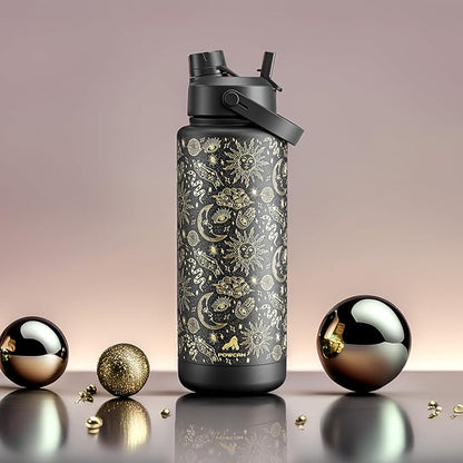 40 oz Insulated Water Bottle with 2-in-1 Straw and Spout Lid, Keep Cold 24H, Leak-Proof, BPA-Free, Double Wall Stainless Steel Water Bottle for Sports, Gym, Travel, and School (Twilight Cosmos)