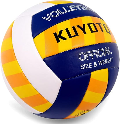 KUYOTQ Official Size 5 in&Outdoor Beach Volleyball,3MM Thickened Surface Soft Leather Youth Womens Mens Volleyball for Game Gym Training(Deflated)
