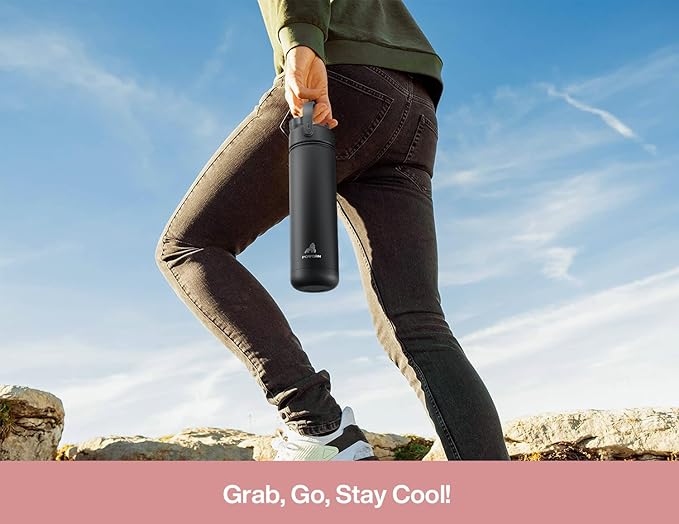 26 oz Insulated Water Bottle with 2-in-1 Straw and Spout Lid, Keep Cold 24H, Leak-Proof, Fits in Car Cup Holder, Stainless Steel Water Bottle for Sports, Travel, Gym, and School (Shroom Parade)