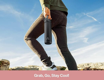 26 oz Insulated Water Bottle with 2-in-1 Straw and Spout Lid, Keep Cold 24H, Leak-Proof, Fits in Car Cup Holder, Stainless Steel Water Bottle for Sports, Travel, Gym, and School (Shroom Parade)