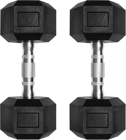RitFit 5-650 LBS PVC Encased Hex Dumbbell Sets with Optional Rack for Home Gym, Hand weight with Chrome Handle for Strength Training, Workouts