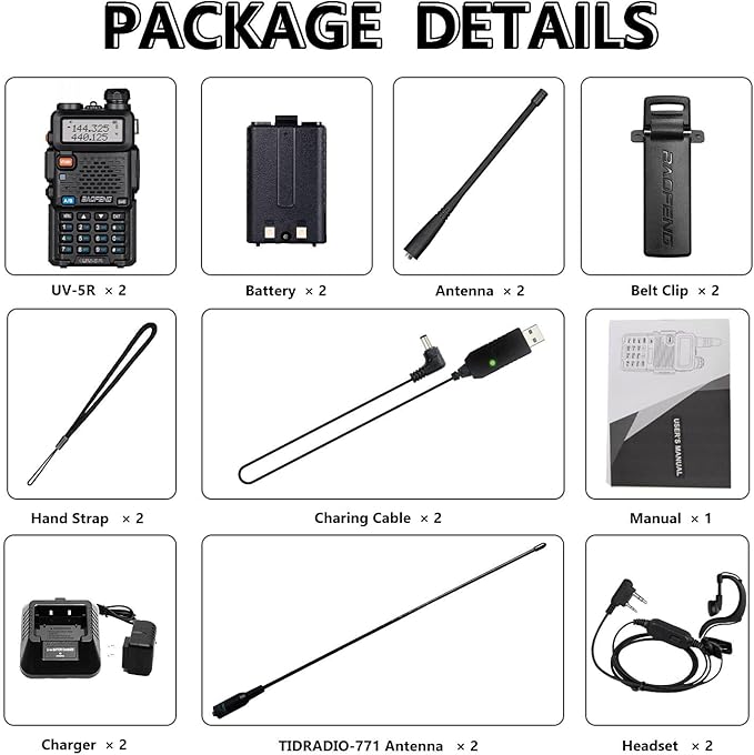 2 Pack BaoFeng UV-5R 8 Watt Ham Radio