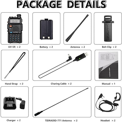 2 Pack BaoFeng UV-5R 8 Watt Ham Radio