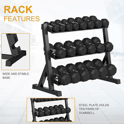 Rubber Coated Hex Dumbbell Weight Set, Multiple Sizes Exercise & Fitness Dumbbells,100LB Set,110LB Set,200LB,350LB,450LB,550LB, 35-50Lbs Pairs for Muscle Toning, Strength Building & Full Body Workout