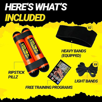 Premium RipStick Pillz, Workout Equipment for Joint Rehab, Shoulder Strength, Resistance Training, and Muscle Building, with 6 Adjustable Resistance Bands