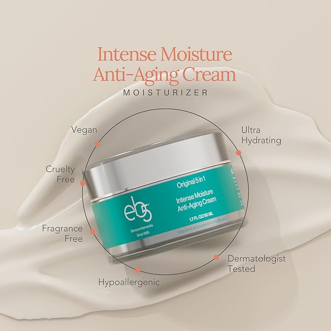 eb5 Intense Moisture Anti Aging Moisturizer Face & Neck Cream- Tone Tighten Skin with Retinol, Fade Fine Lines & Wrinkles with Vitamin E, A & B5-1.7oz.