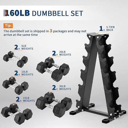 Hex Dumbbells Set, PVC Coated Exercises & Fitness Dumbbell Weights Set for Strength Training Home Gym
