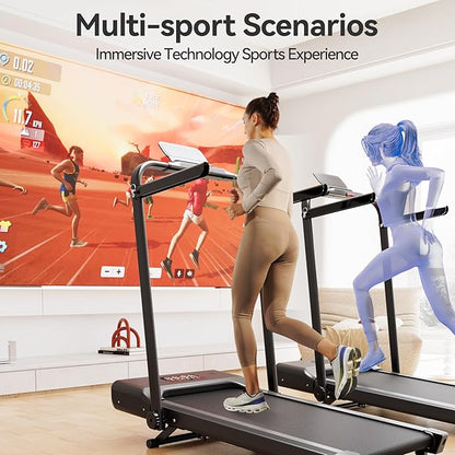 Walking Pad Treadmill with Handle bar, 3.0HP Small Foldable Treadmills for Home with APP Remote Control and LED Display, 7.5MPH Portable Treadmill 300 Lbs Capacity