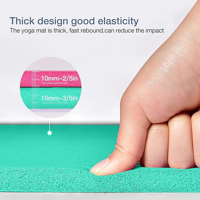 Thick Yoga Mat Non Slip, Large Size 72" L x 32" W x 0.6" TH, Premium Exercise & Fitness Mat with Carrying Strap and Bag, Workout Mats for Home