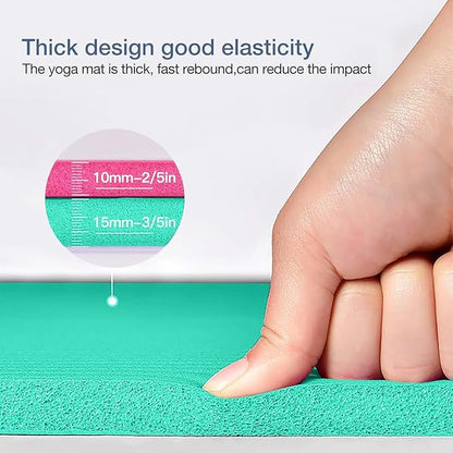 Thick Yoga Mat Non Slip, Large Size 72" L x 32" W x 0.6" TH, Premium Exercise & Fitness Mat with Carrying Strap and Bag, Workout Mats for Home