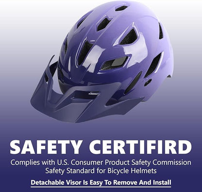 Kids Bike Helmet,Bavilk Kids Boys Girls Bike Helmets with LED Light Detachable Visor Children Youth Teen Multi-Sport for Skating Cycling Scooter Skateboard Adjustable & Lightweight 19.7"-22.4"