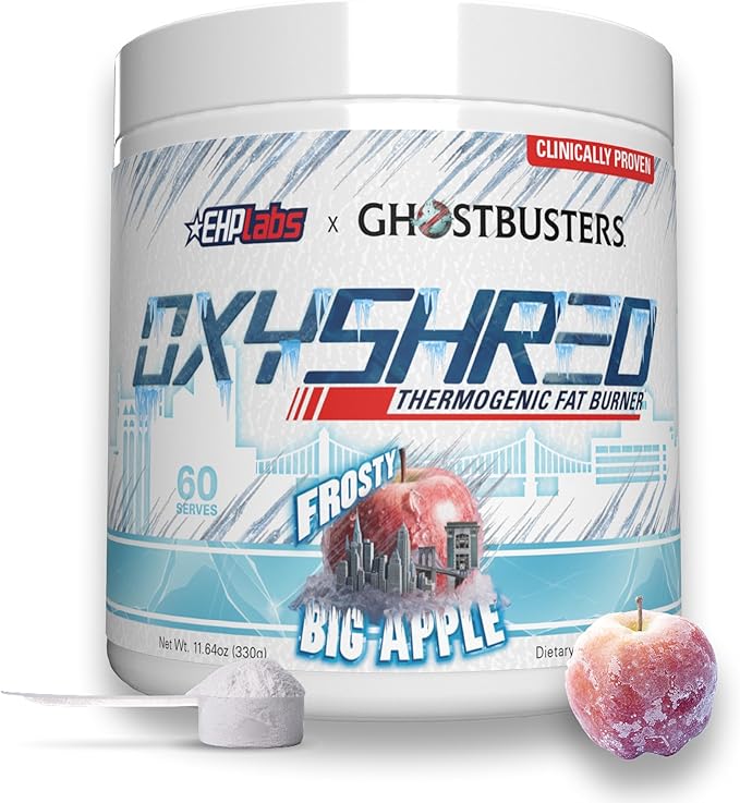 EHP Labs x Ghostbusters OxyShred Pre Workout Powder Supplement - Preworkout Powder with Acetyl L Carnitine, Energy Boost Drink - Frosty Big Apple, 60 Servings