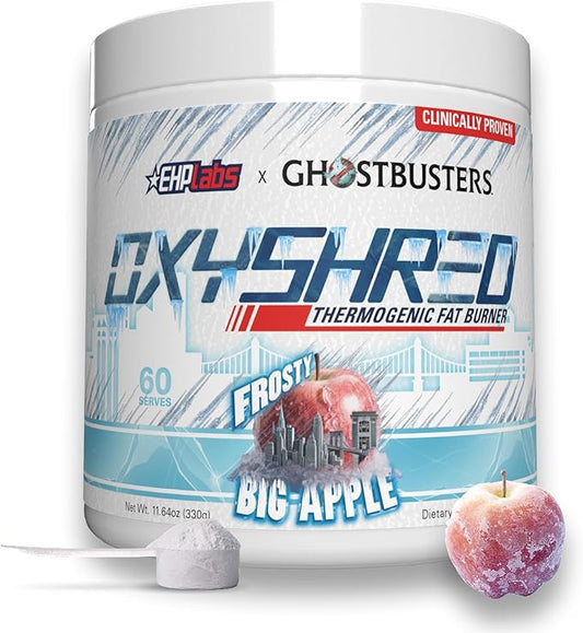 EHP Labs x Ghostbusters OxyShred Pre Workout Powder Supplement - Preworkout Powder with Acetyl L Carnitine, Energy Boost Drink - Frosty Big Apple, 60 Servings