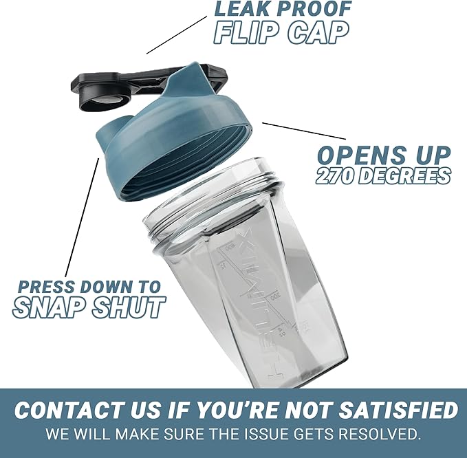 HELIMIX 1.5 Vortex Blender Shaker Bottle Holds Upto 20oz | No Blending Ball or Whisk | USA Made | Portable Pre Workout Whey Protein Drink Shaker Cup | Mixes Cocktails Smoothies Shakes | Top Rack Safe