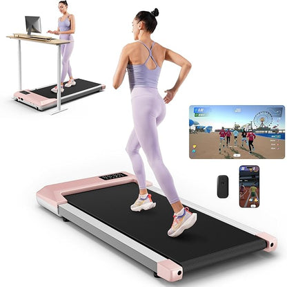 SupeRun Walking Pad, Under Desk Treadmill, 3 in 1 Portable Treadmill with Remote Control LED Display, 2.5 HP Quiet Walking Jogging Machine for Office Home Use, 300 Lbs Capacity