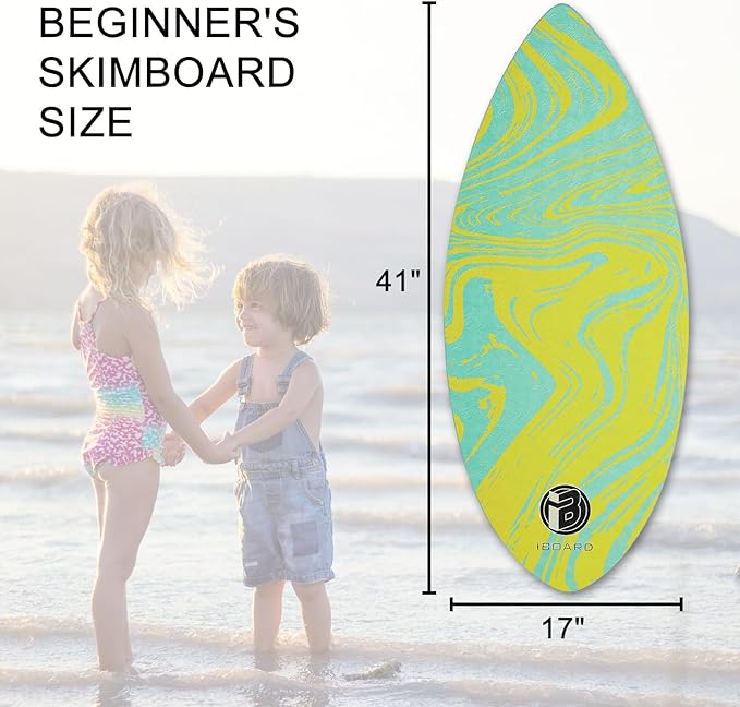 41” Skipper Skimboard with High Gloss Coat Wooden Skim Boards for Beginners, Teenagers and Adults Beach Skimboard 3 Color Traction Pad to Choose