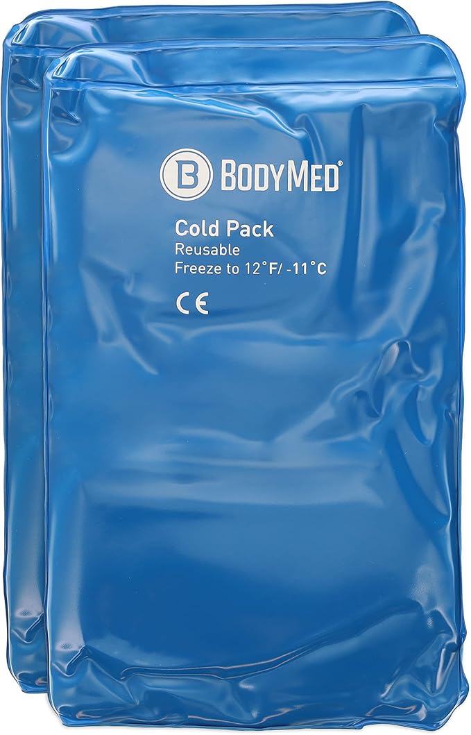BodyMed Reusable Vinyl Ice Pack (2-Pack) for Knee, Arm, Elbow, Shoulder, Back - Professional Grade Cold Therapy for Injuries, Aches, Swelling, Bruises, Sprains - 12 in. x 7 in. (Half)