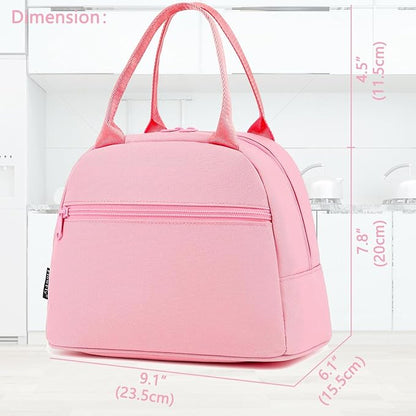 FlowFly Lunch Bag for Women Insulated Lunch Box Corduroy Lunch Tote Cooler for Travel Work Picnic, Pink