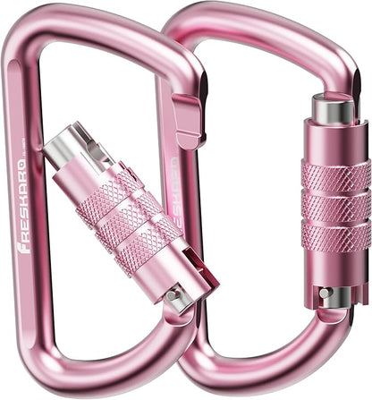 FresKaro 3inch 12kN-2698lbs Auto Locking Carabiner Clips, Solid D Shape, Heavy Duty 7075 Aluminum, Lightweight 1.09oz, Rust Proof, for Hammock, Hiking, Dog Leash, Keychain etc., Multi-Colors
