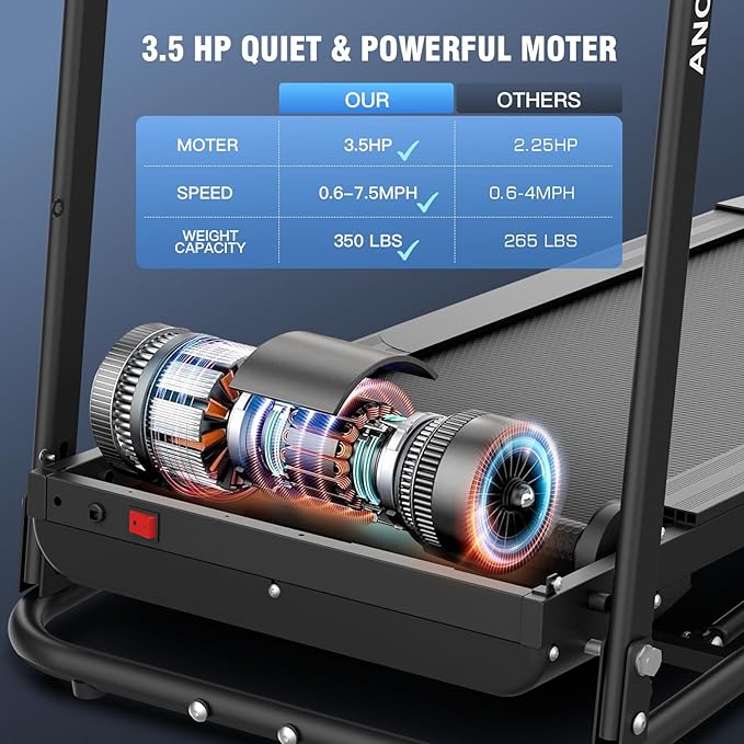 ANCHEER Foldable Treadmill with Sit Up Bench, 2025 Upgrade 3.5HP Portable Treadmills for Home with Incline 350 lbs Capacity, Smart LCD Display Body Fat& Heart Rate, Multifunction Exercise Equipment