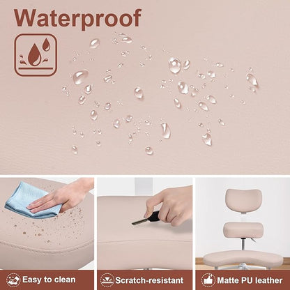 Meditation Chair Cross Legged ADHD Office Chair for Adults with Wheels Ergonomic Back Support and Leg Rest for Multi Position Criss Cross Sitting Kneeling and Yoga Height Adjustable, Leather Style