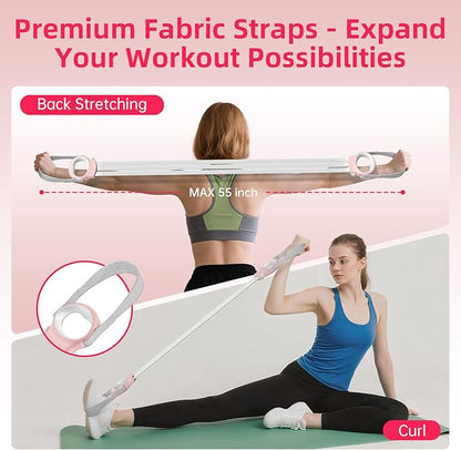 Figure 8 Fitness Resistance Bands with Handles, 20-60lb Adjustable Elastic Excercise Band, Non-Slip Fabric Silicone Bands for Strength Stretch Flexibility Training Arms Back Shoulder Chest Legs