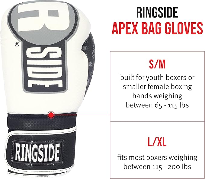 Ringside Apex Bag Gloves, IMF-Tech Boxing Gloves with Secure Wrist Support, Synthetic Boxing Gloves for Men and Women