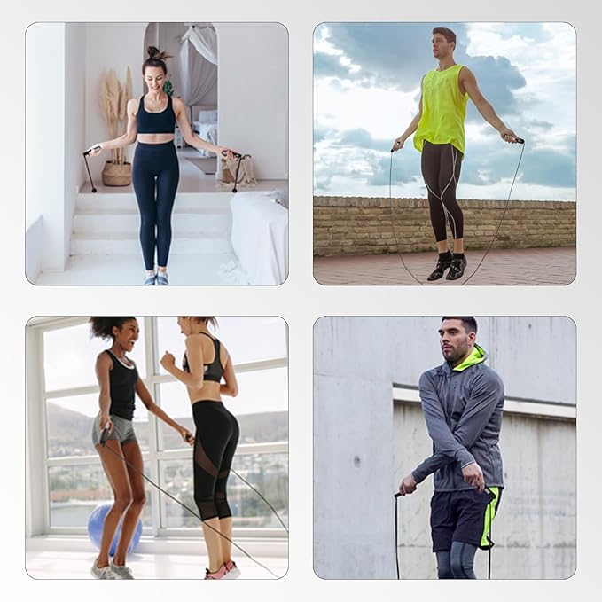 Jump Rope,Ropeless jump ropes weighted with counter for fitness,Home, Indoor or Outdoor exercise use,Workout,Crossfit,Gym,Cordless jump rope for Women,Men, Adults, Kids