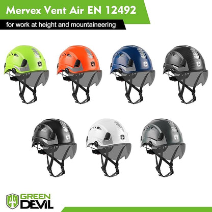 GREEN DEVIL Safety Helmet Hard Hat with Chin Strap Vented Lightweight Adjustable Hardhat for Men Women with Hi-Viz Design Ideal for Tree Climbing Work at Height