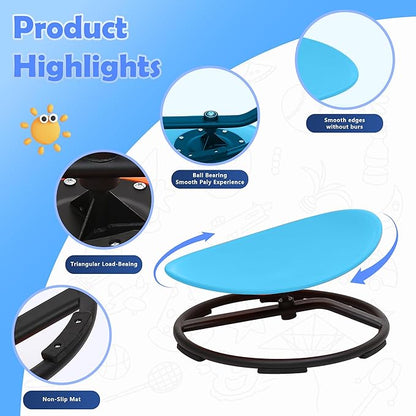 makarci Spinning Chair for Autistic Kids - Kids Sensory Chair, Sit and Spin Toys for Toddlers, Autism Sensory Products for Body Coordination & Balance, Sensory Play (Blue)