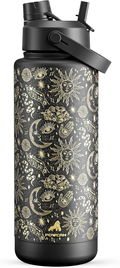 40 oz Insulated Water Bottle with 2-in-1 Straw and Spout Lid, Keep Cold 24H, Leak-Proof, BPA-Free, Double Wall Stainless Steel Water Bottle for Sports, Gym, Travel, and School (Twilight Cosmos)