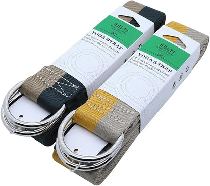 Yoga Exercise Adjustable Straps 8FT with Durable D-Ring for Pilates & Gym Workouts | Hold Poses, Stretch, Improve Flexibility & Maintain Balance