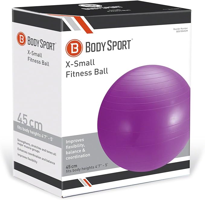 Body Sport Exercise Ball with Pump for Home, Gym, Balance, Stability, Pilates, Core Strength, Stretching, Yoga, Fitness Facilities, Desk Chairs
