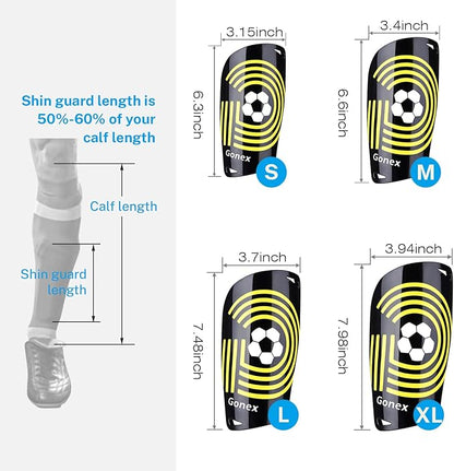 Gonex Soccer Shin Guards for Kids Adult, Youth Boys Girls Shin Guards Slip in Soccer Shin Pad Sleeves Canilleras for Football Games, EVA Cushion Protection Reduce Shocks & Injuries