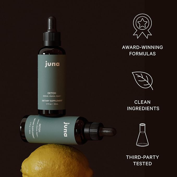 Juna Chlorophyll Liquid Drops, 3X Potency Concentration - Detox, Debloat, Cleanse, Internal Deodorant, Energy & Cellular Support Supplement - Fresh Minty Lemon Taste