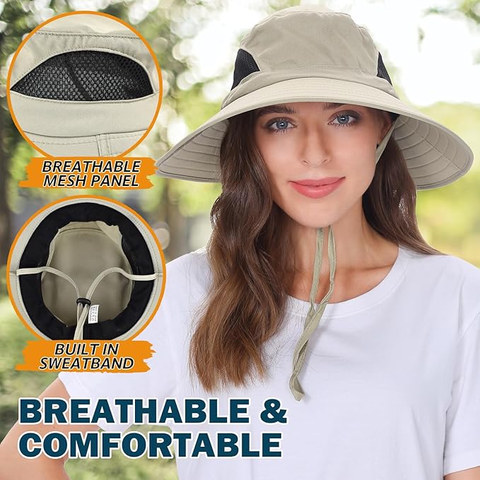 EINSKEY Wide Brim Sun Hat, UPF 50+ UV Protection Waterproof Packable Bucket Hat for Men & Women, Fishing Hiking Beach Garden