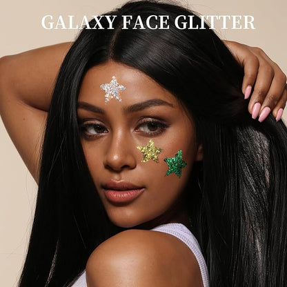 FANDAMEI 18-Color Face Glitter, Body Glitter Hair Glitter for Glitter Makeup, 2 PCS Glitter Gel 6 Color Themes, Chunky Glitter for Kids Women, Halloween Rave Concert Face Paint