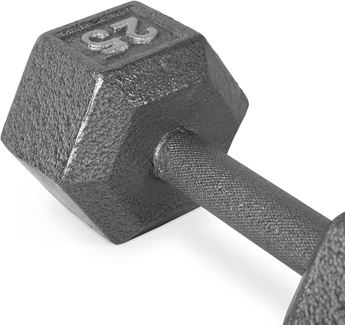 WF Athletic Supply Cast Iron Solid Hexagon Gray/Black Dumbbells, Strength Training Free Weights Set of 2 for Women and Men, Hand Weights Sold by Pairs, Multi-Select Size Options Available