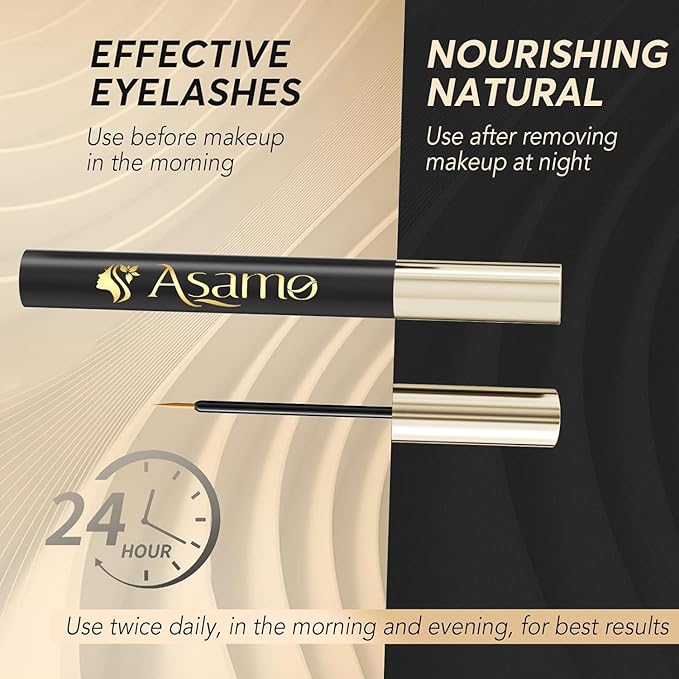 Eyelash Growth Serum – 15 Plant Extracts for Longer, Denser & Robust Lashes,Boosts Natural Lash Development,eyelash serum,Enhance Natural Beauty, Hypoallergenic Oil Free,lash growth serum（Black-Gold）