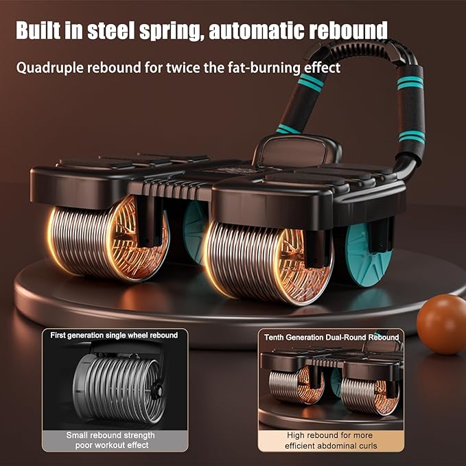 2024 New Ab Wheel Roller with Elbow Support - Automatic Rebound Abdominal Wheel Roller, The Upgraded Four-wheel Abdominal Wheel Core Workout Equipment Home Gym Abs Machine
