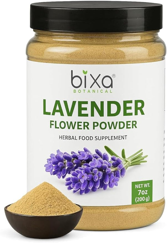 bixa BOTANICAL Lavender Powder for Drinks|Lavandula angustifolia|Lavender for Coffee, Baking, Lattes, Smoothies & Tea|Edible Culinary Powder|100% Pure,Non GMO, 140+ Years of Herbal Heritage, 200g/7oz