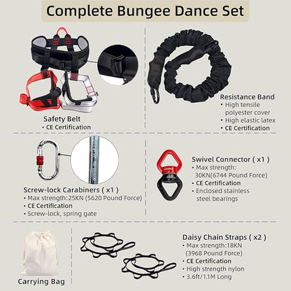 Bungee Fitness Set, Heavy Resistance Band Set, Professional 4D Yoga Bungee Rope Workout Equipment W/6 Sizes, for Home Gym Training & Fitness(Not for Extreme Sports)