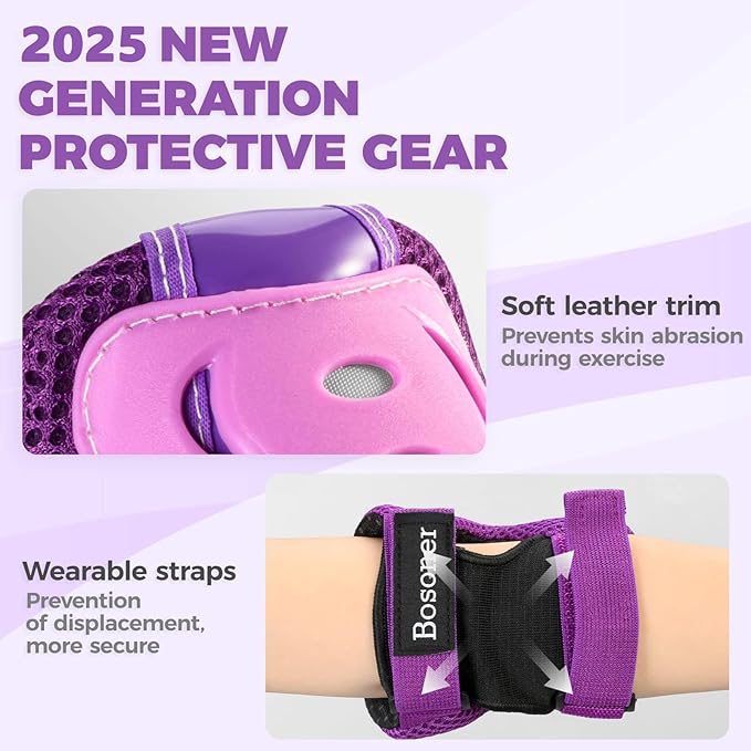 BOSONER Kids/Youth Knee Pad Elbow Pads Guards Protective Gear Set for Roller Skates Cycling BMX Bike Skateboard Inline Skatings Scooter Riding Sports