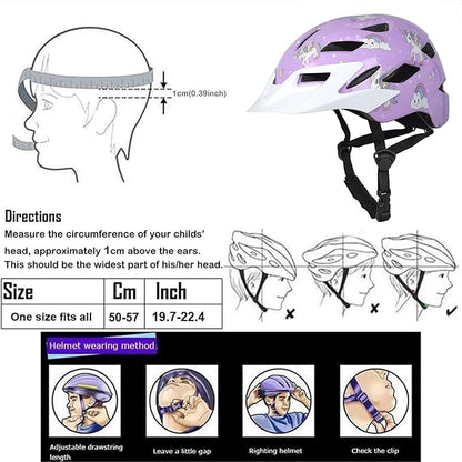 Kids Bike Helmet,Bavilk Kids Boys Girls Bike Helmets with LED Light Detachable Visor Children Youth Teen Multi-Sport for Skating Cycling Scooter Skateboard Adjustable & Lightweight 19.7"-22.4"